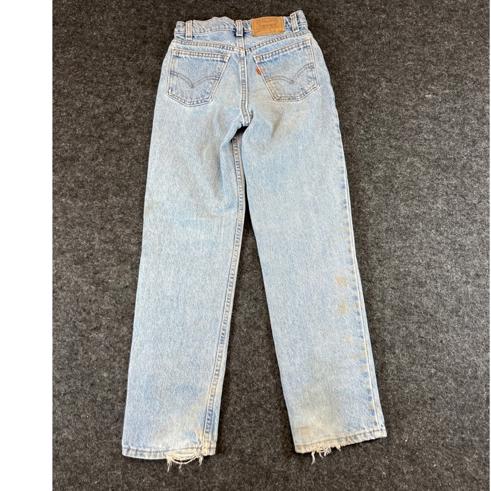 VTG Levis 550 Jeans Youth Size 12 Orange Tab Relaxed Fit Denim Distressed 90s